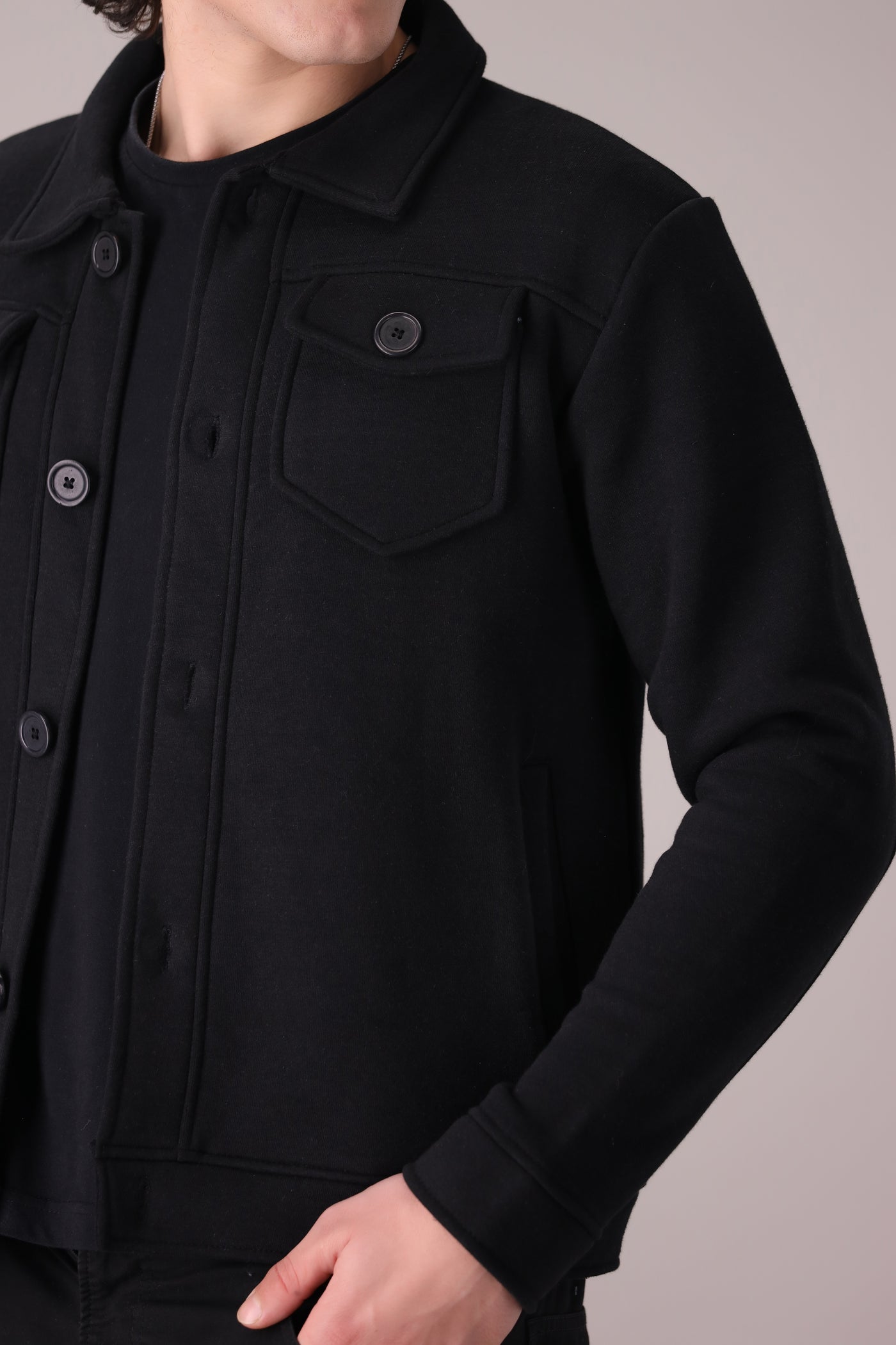 Black Fleece Trucker Jacket