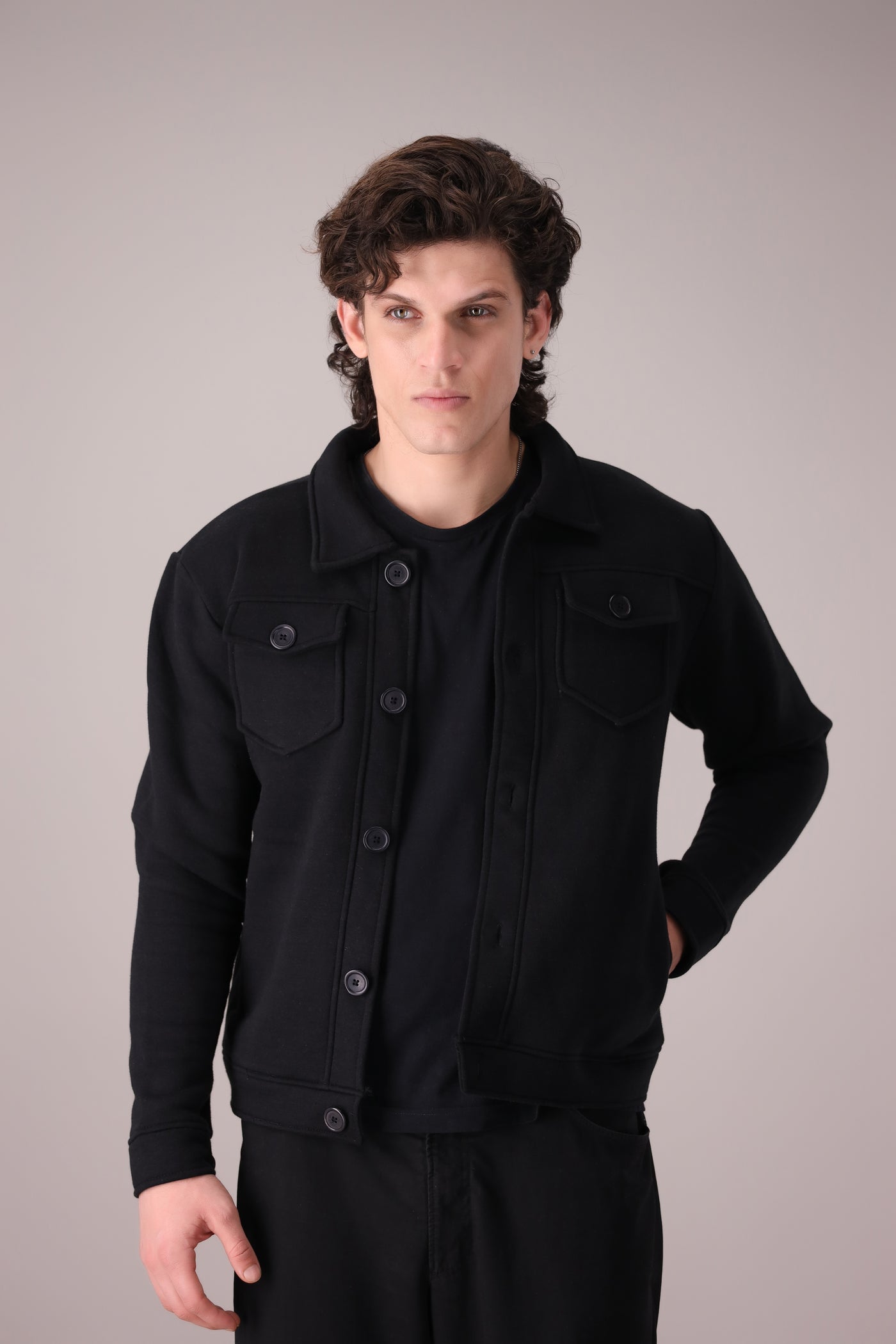 Black Fleece Trucker Jacket