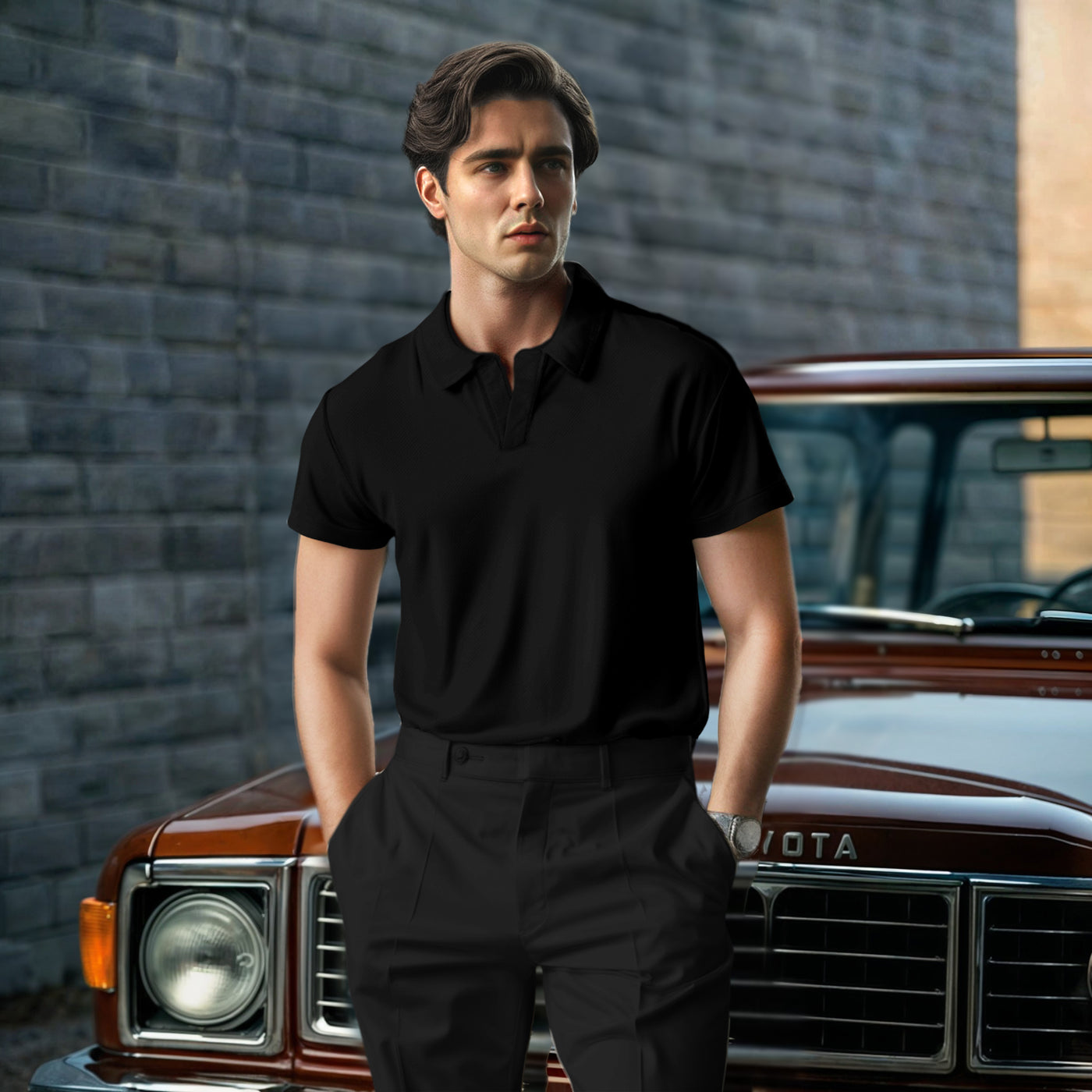 BLACK JOHNNY COLLAR POLO