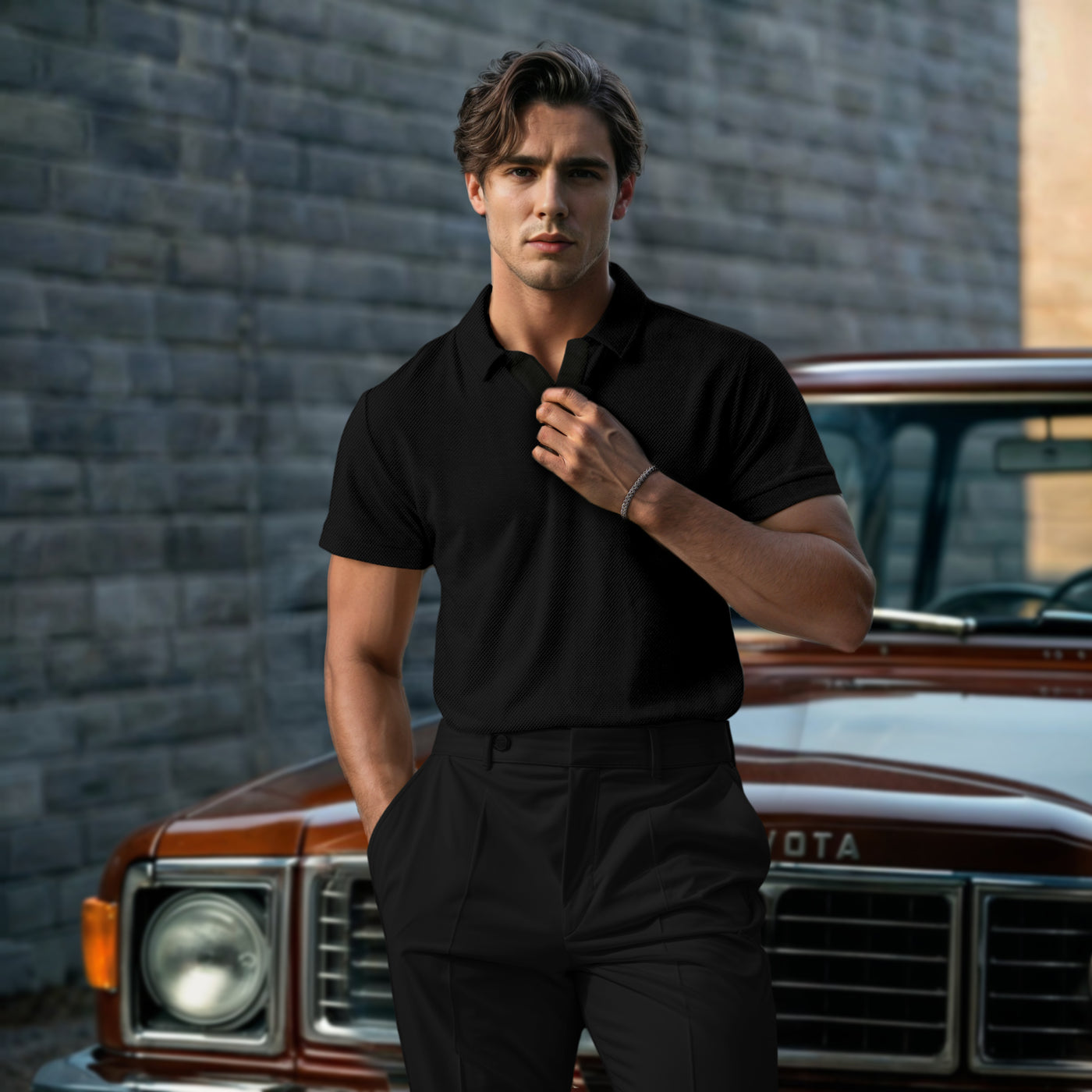 BLACK JOHNNY COLLAR POLO