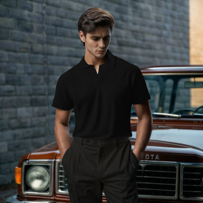 BLACK JOHNNY COLLAR POLO