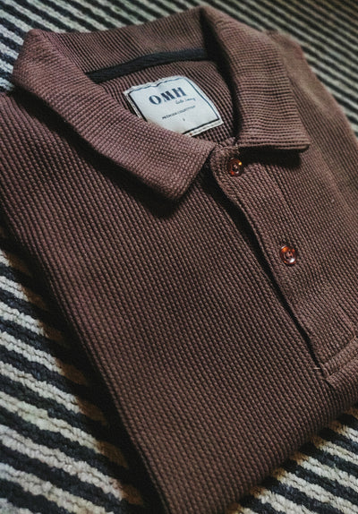 Chocolate Brown Waffle Knitted Polo shirt